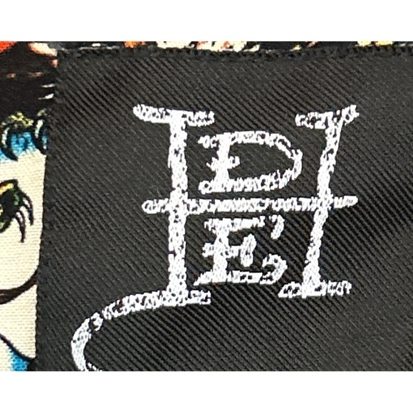 ED Hardy Unisex Black Flash Board Camp Shirt Roses Hearts Size Small - Picture 5 of 6